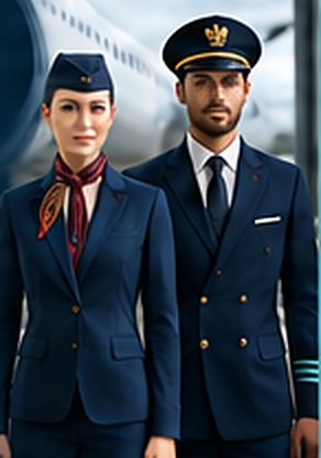 Airline cabin crew and pilot uniforms