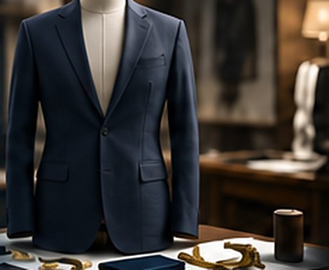 Tailored navy blazer on a dress form