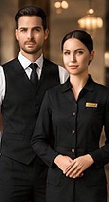 Hospitality uniforms: waistcoat and tunic
